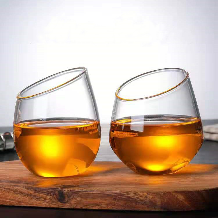Crystal Glass Cup Oblique Rim Hand Blown Glass High Borosilicate