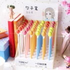 Cute Kawaii Black ink spoon Gel Pen Cartoon Plastic fruit Pen