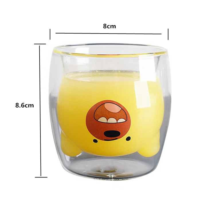 Little Bear Creativity Food Grade Double Wall Glass Cup For Kids