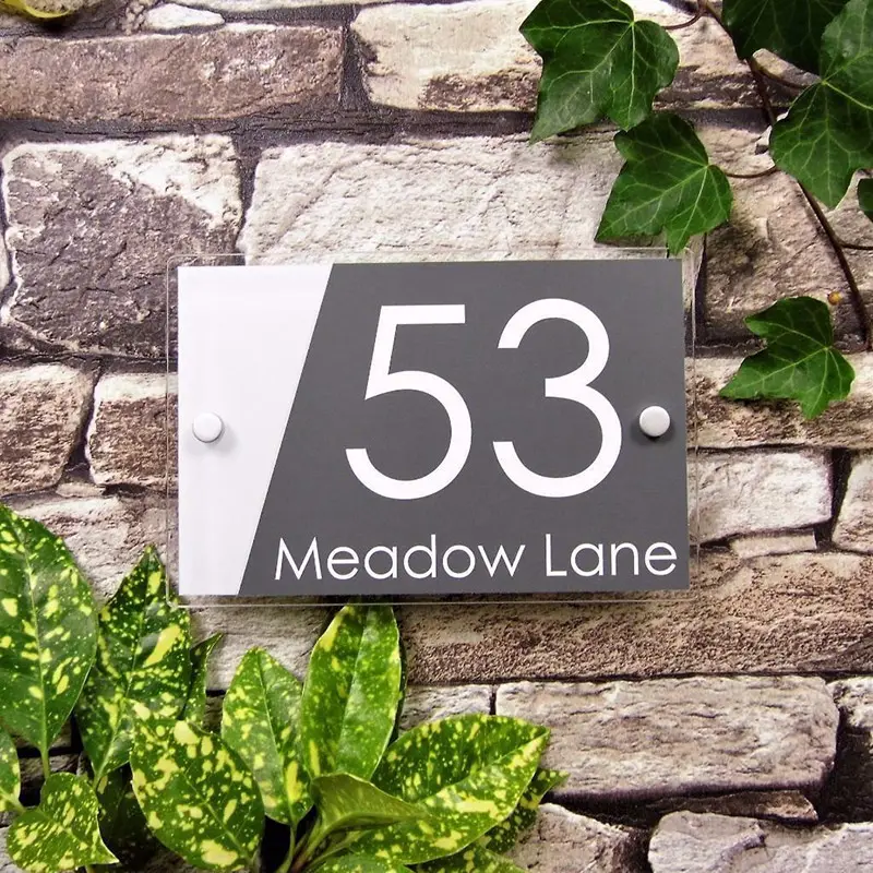 Modern House Personalised Door Number Street Plate Plaque Acrylic Signs For Your Home