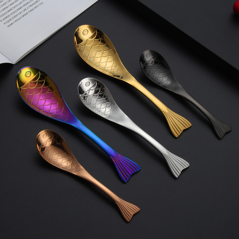Christmas Cute Serving Spoon Fish Shape Decorative Stainless Steel Spoon Set