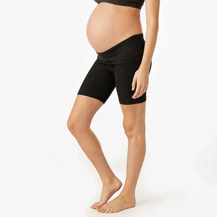 Индивидуальные эластичные шорты с высокой талией, Мягкие штаны для беременных и йоги, женские шорты для беременных