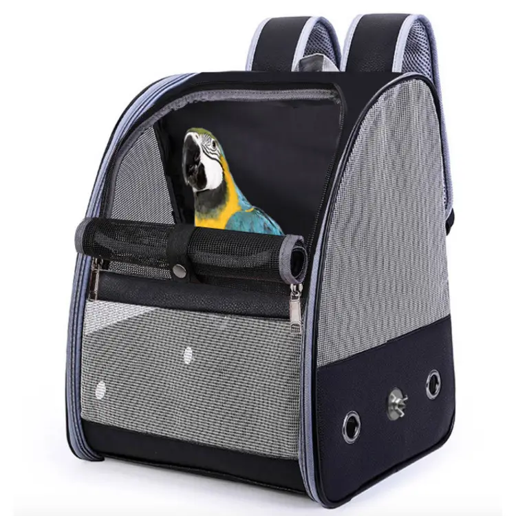 Outdoor Mesh Parrot Bird Large Carrier Folding Foldable Travel Backpack Bag Cage