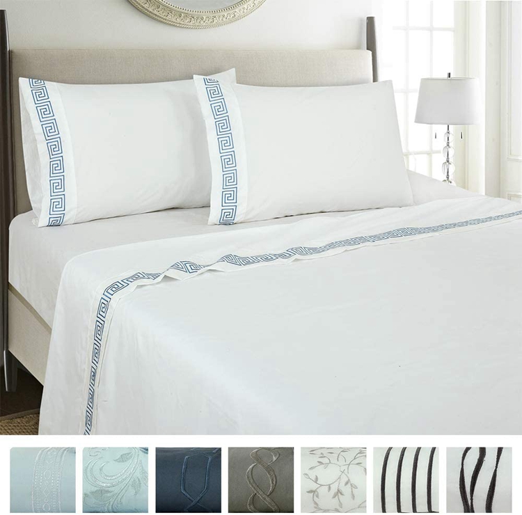 Latest Design Embroidered Bedding Strips Cute Double Winter Bed Bedding Sheet Set