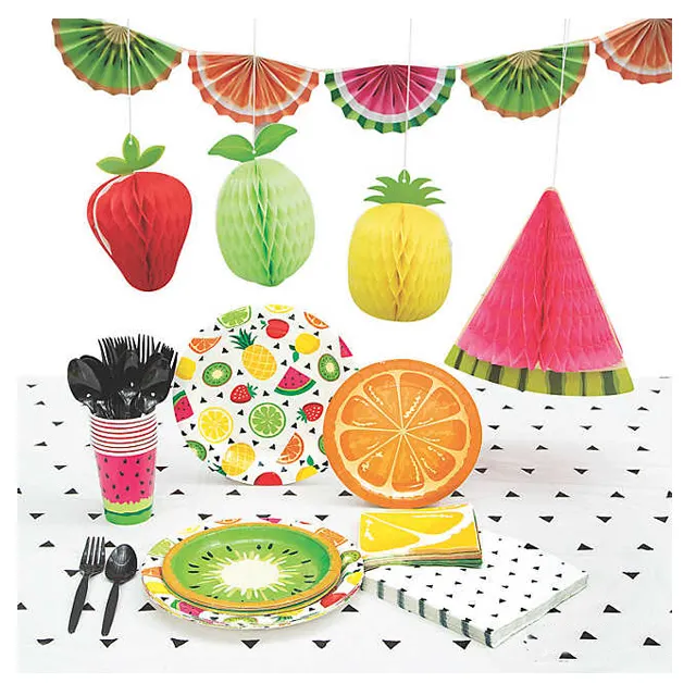 Kids Birthday Fruits Pineapple Theme Summer Luau Party Supplies With Party Favors