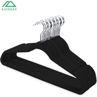 Avisday Velvet Hangers Black Non-Slip Anti-Rust Silver Hook Clothes Organizer With Notches