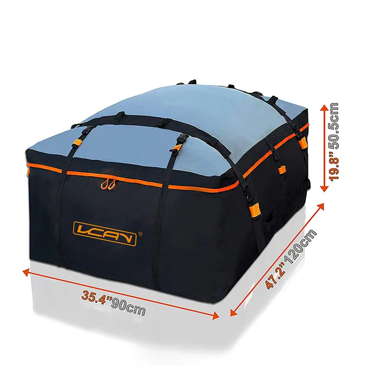600D PVC Anti-Slip Waterproof Car Roof Bag 19 Cubic Feet Rooftop Cargo Carrier Fits All Vehicle