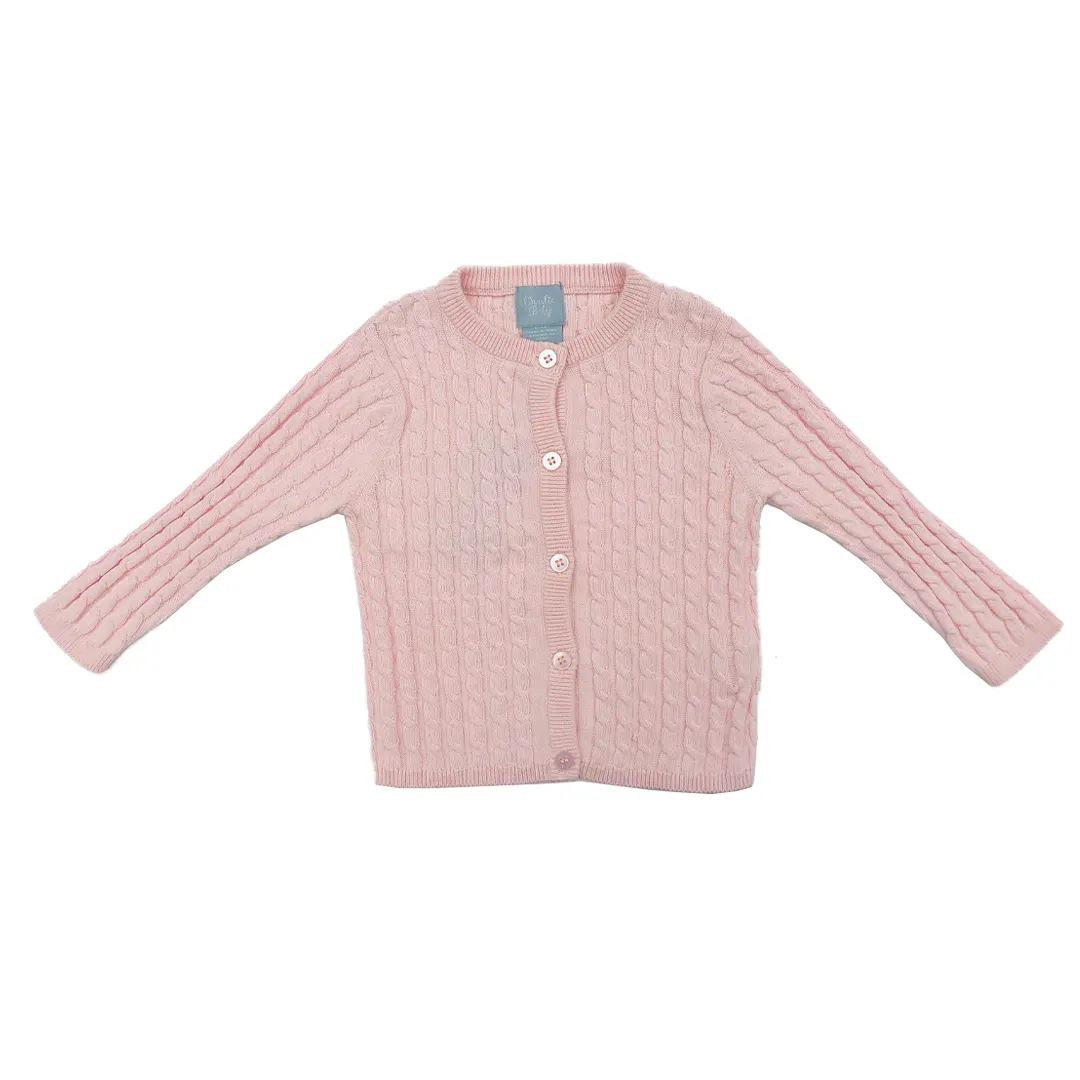 Korean Version 2020 Pink Solid Sweater Cardigans Baby Girl Cardigan Kids