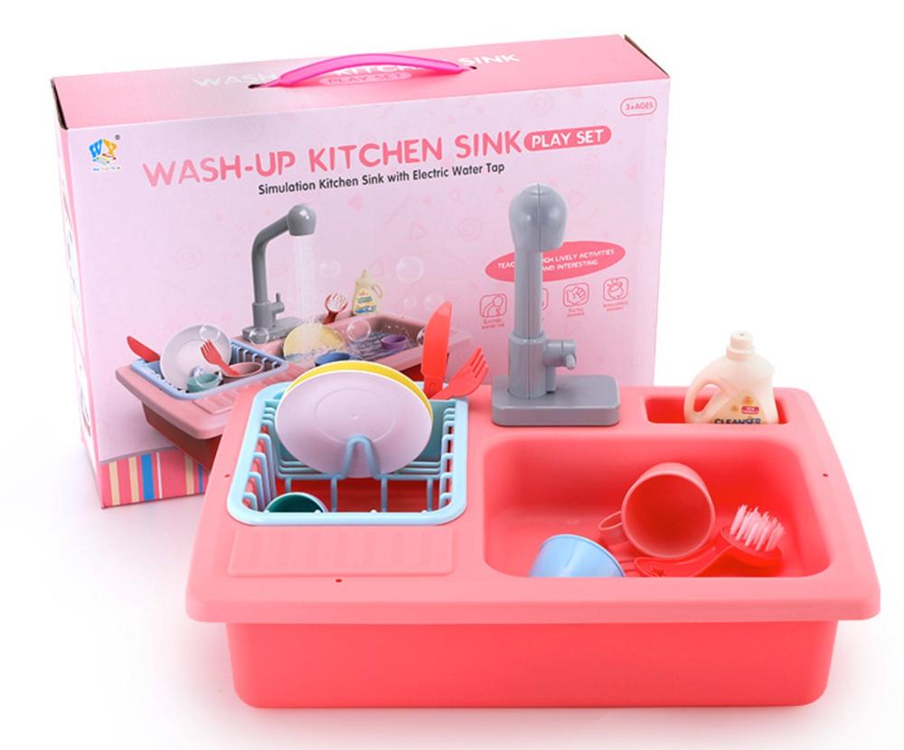 Pink Askyorte Kitchen Sink Toy Set Real Faucet And Play Dishes Kitchen Toys For Kids Toddlers Boys Girls Play Sink Play House Pretend Toy Kitchen Sink Playing Toy With Running Water Toys