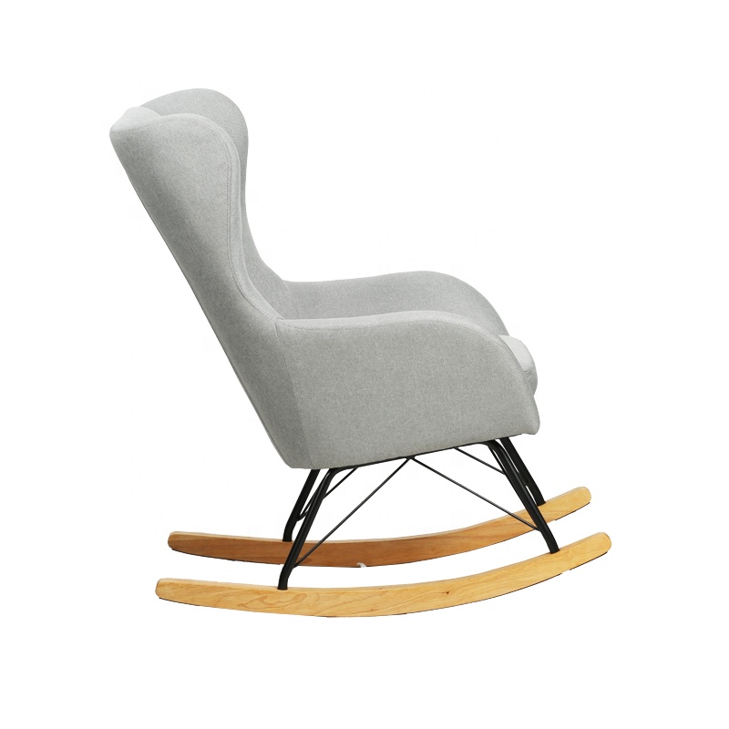 Modern design living room Nordic chair fabric seat comfortable wood rocking chair leisure armchair