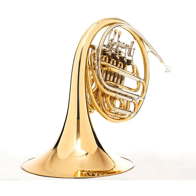 Factory Wholesale Price French Horn With Brass Body And Gold Paint To Fix The Bell