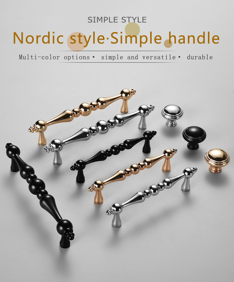 Furniture Hardware Pull Metal Drawer Zinc Handle Furniture Cabinet Black Handle