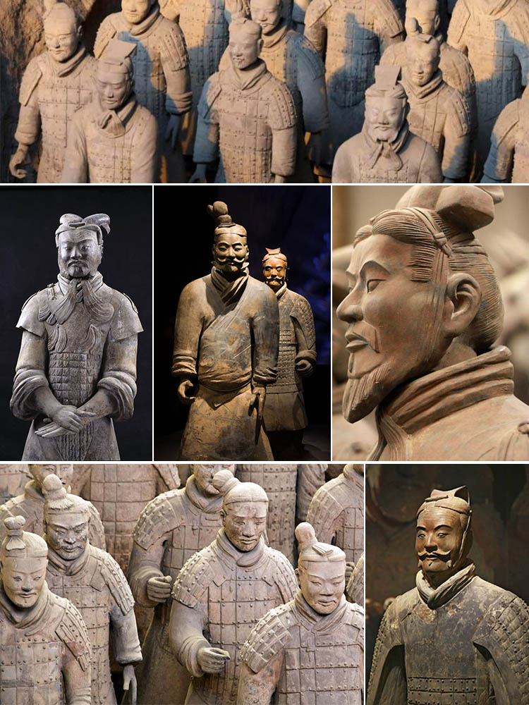 ライフサイズのアンティーク中国兵士像 - グラニット・石像彫刻