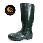 Green oil resistant steel toe cap glitter safety rain boots for work