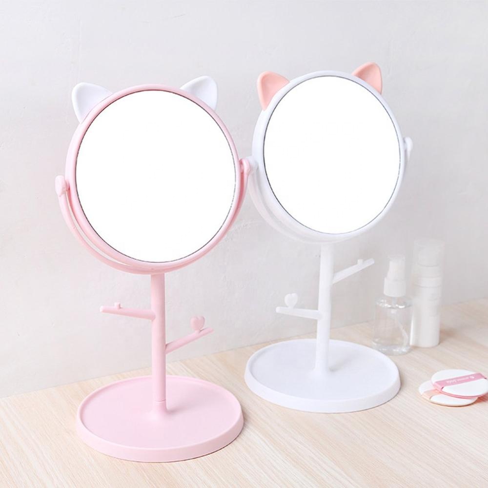 Portable Antique Magnifying Plastic Desktop Stand Compact Makeup Mirror