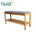 2019 hot new product natural style shoe rack bench bamboo with cushion seat