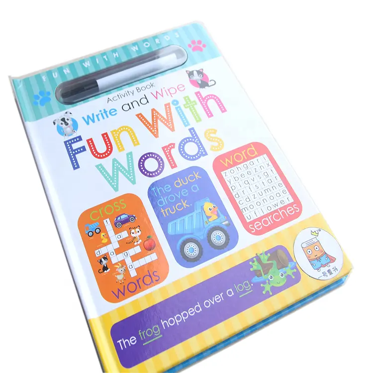 2021 new designed for children education learning wipe and clean books smart book erasable with pen