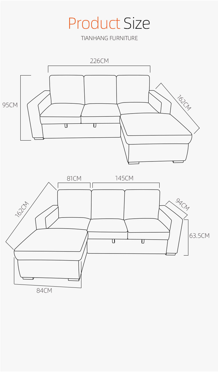 Hot sale living room sofa set L shape sofa bed corner sleeper sofa factory whole sale