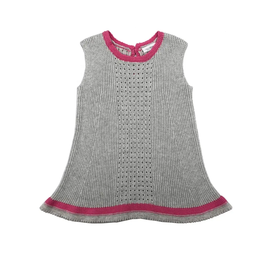 ODM Round Neck Knitted Jumper Skirt Solid Kids Dresses For Girls