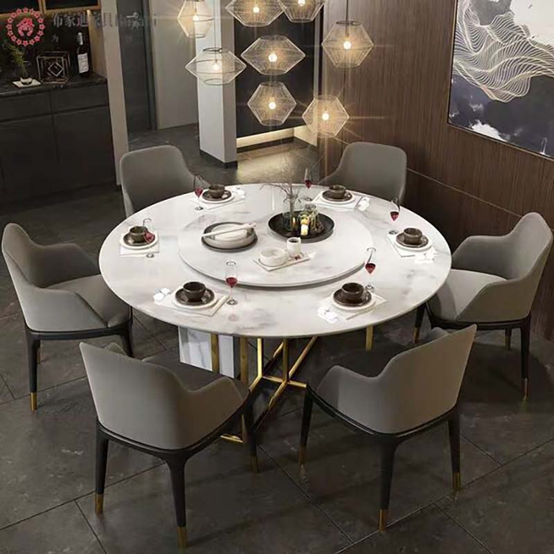 Modern Design Home Dining Room Furniture Real Marble Dining Table round marble gold stainless steel metal stand
