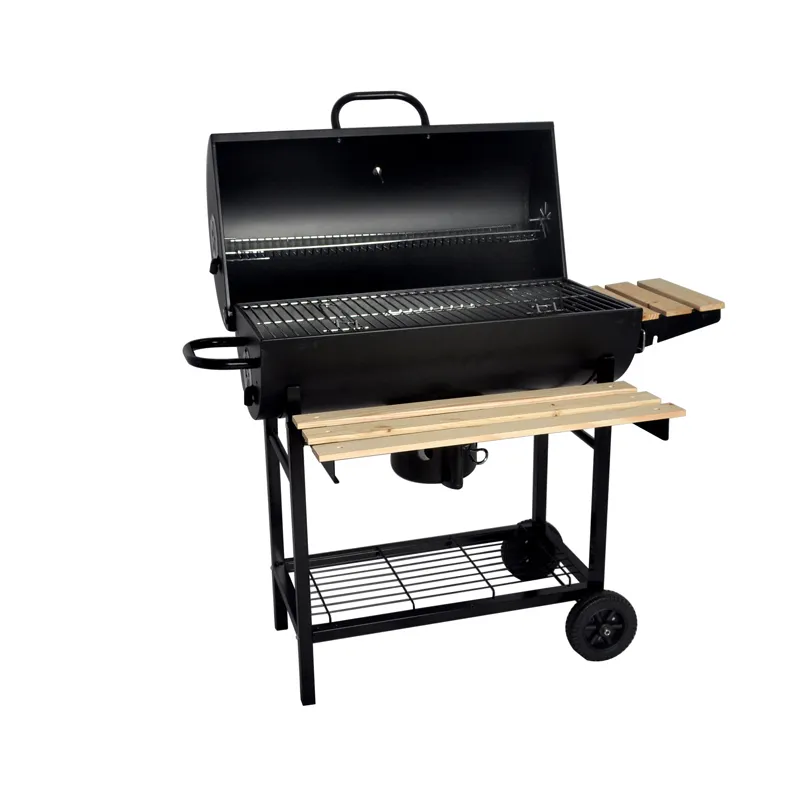 Heavy Duty Trolley Barbecue Grill Outdoor Charcoal BBQ Grill Offset Smoker with Lid 107x65x95 cm