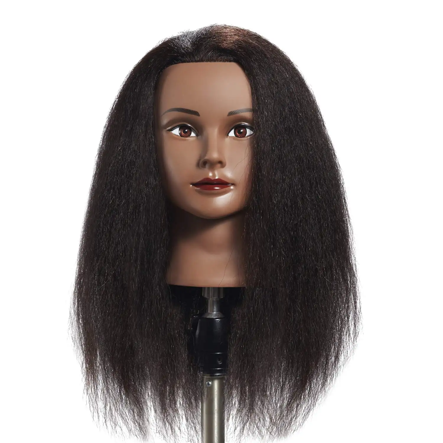 100% Real Hair Mannequin Head Hairdresser Training Head Manikin Cosmetology Doll Head