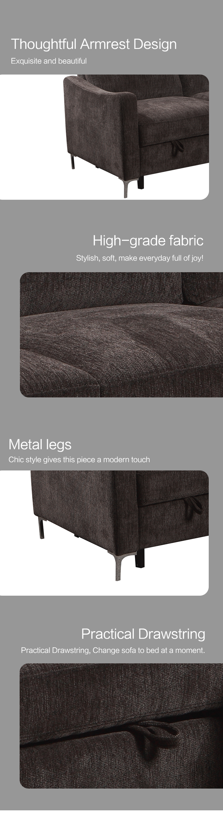 Hot sale Top quality furniture for Living room fabric sofa set L shaped corner sofa bed