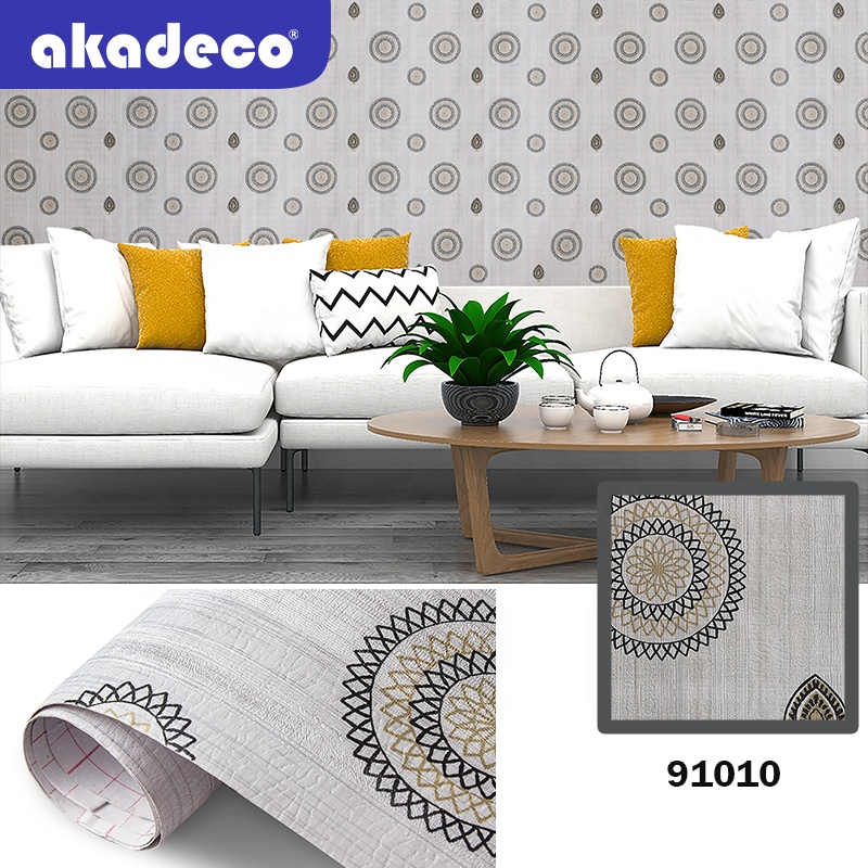 Akadeco modern flower design peel and stick home decoration self adhesive pvc wallpaper