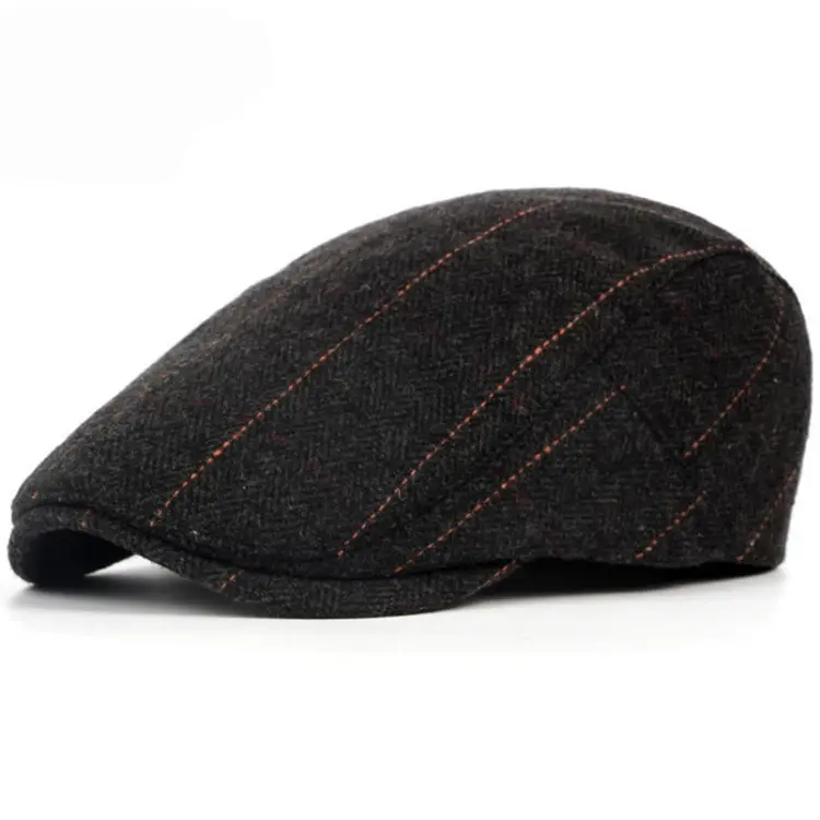 2019 осенне-зимняя мужская шапка, береты, шерстяная продвинутая плоская кепка плюща, классический винтажный берет в полоску, Кепка