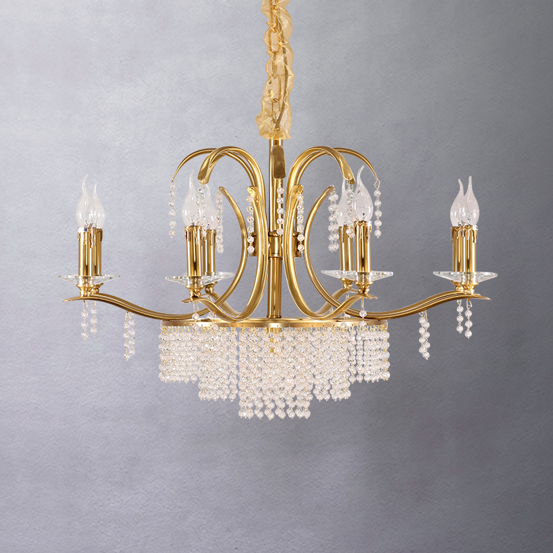 tree branch copper chandeliers pendant lamp gold color K9 crystal for living room decoration