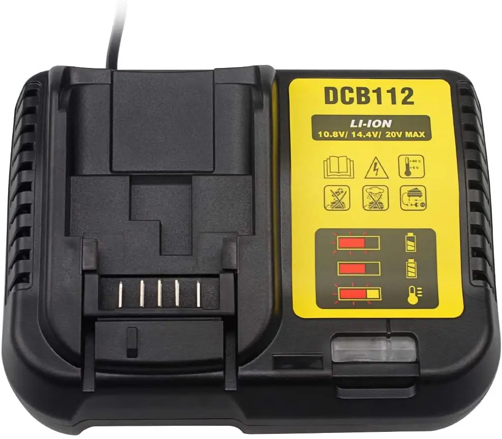 DCB112 10.8V and 18V Lithium-Ion Battery Charger Compatible with Dewalt DCB101 DCB105 DCB115 DCB120 DCB127 DCB206 DCB205 DCB201