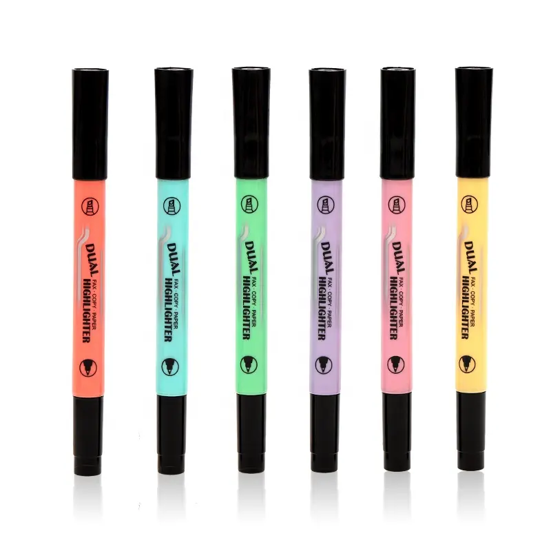 GXIN Non-Toxic Low Odor Dual Tip Pastel color Highlighters marker pen set