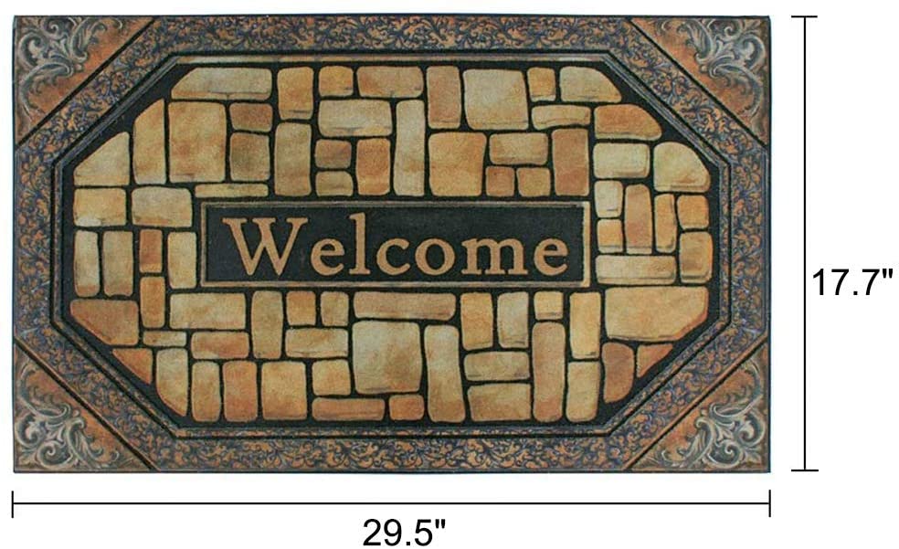 Outdoor Welcome Mats for Front Door Entrance Non Slip Rubber Door Mat Heavy Duty Doormat Shoes Scraper Indoor Low-Profile Mats f