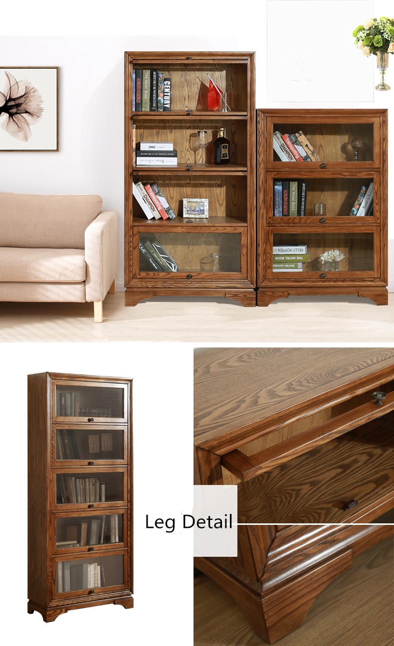 high quality solid wood household and office bookcase bookshelf with door
