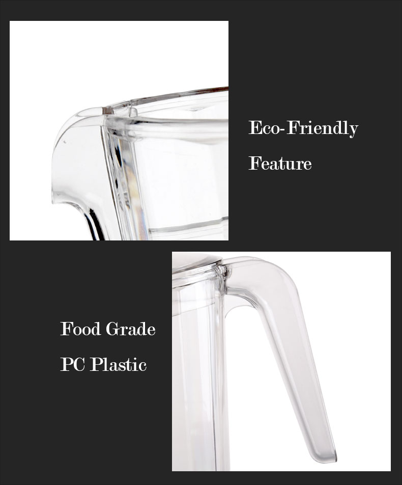 Europe Design Clear Beer Milk Pitcher Beer Juice Pitcher 1500ml 50oz Stack Hard Plastic Water Jugs