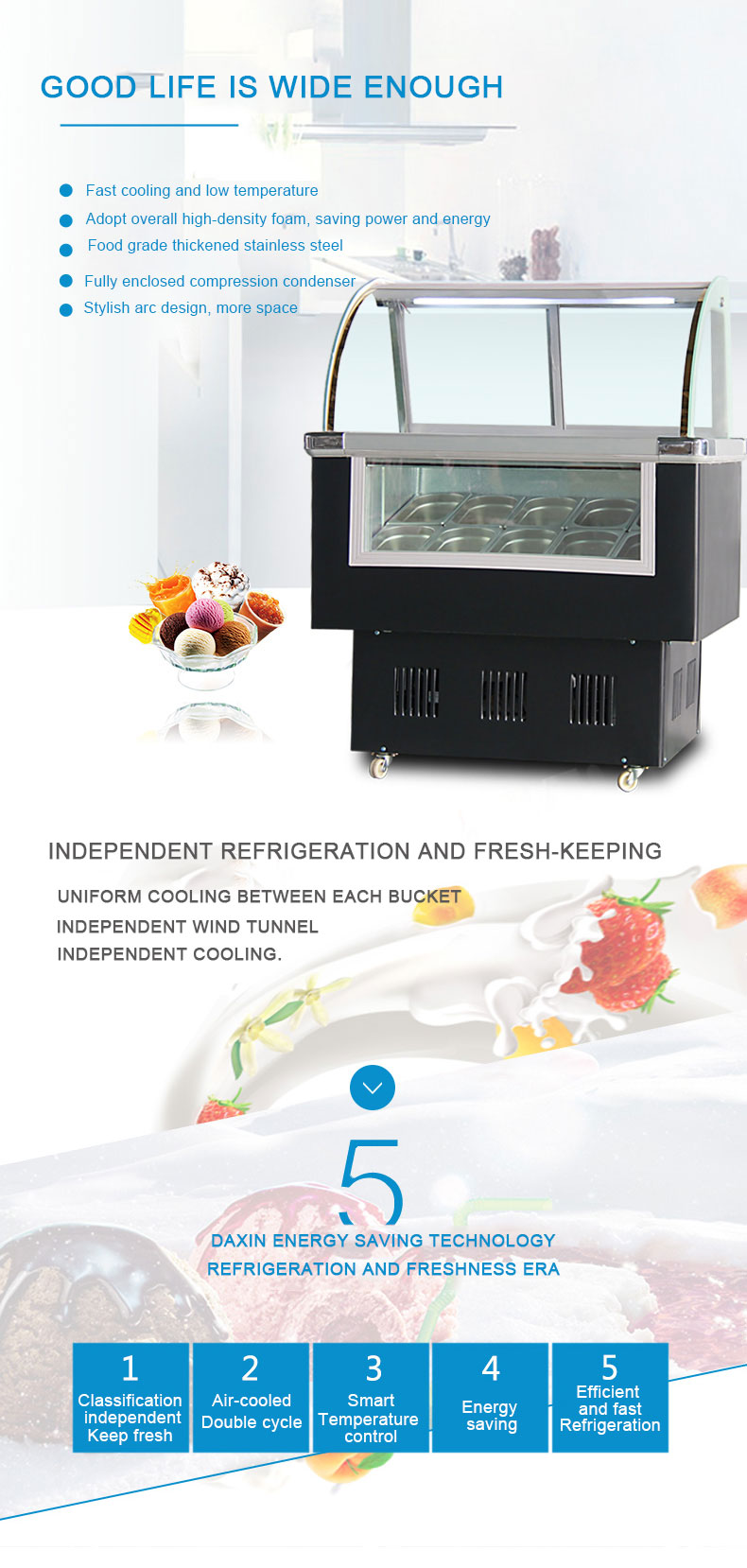 Ice cream freezer display cabinet cooler