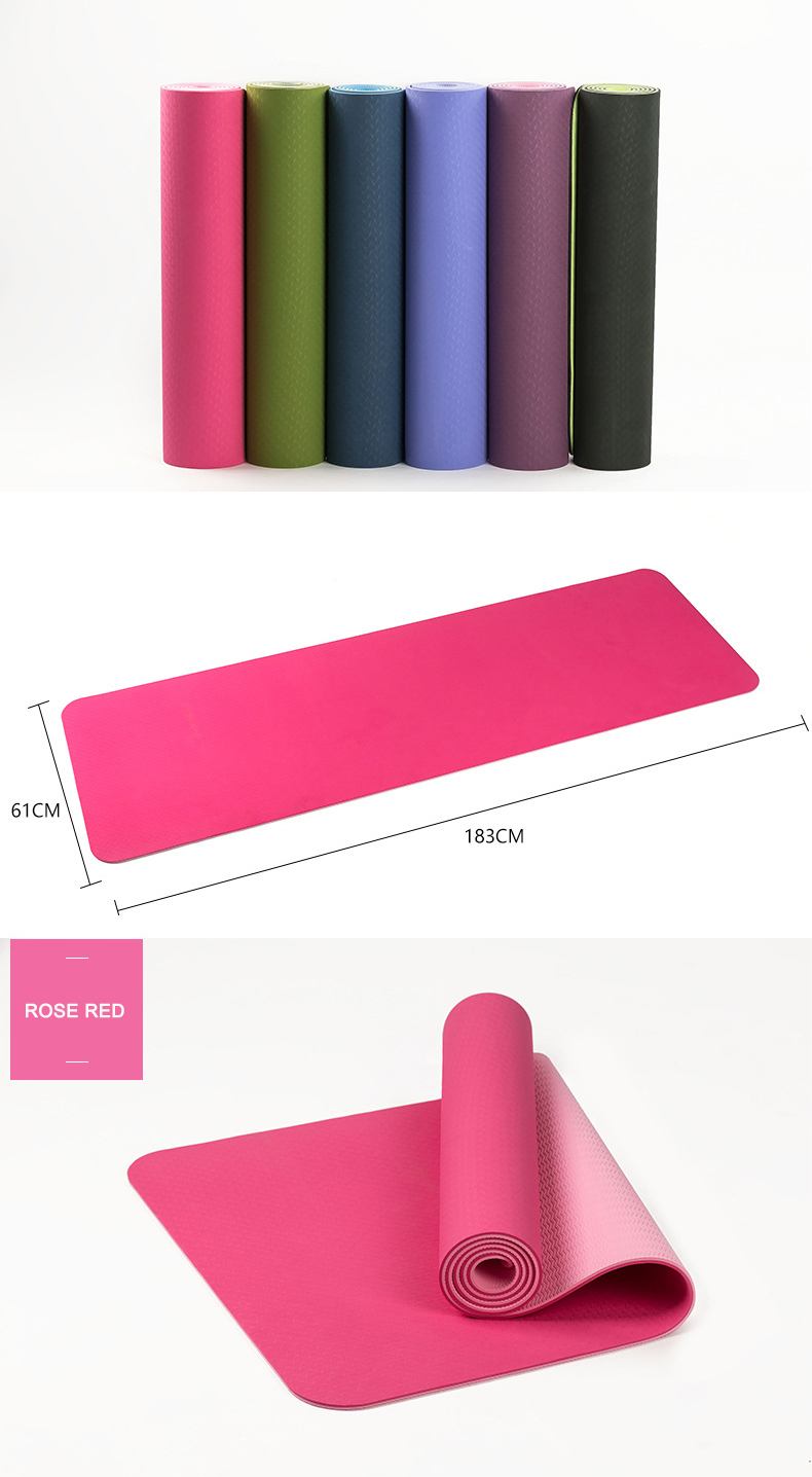Pencetakan Disesuaikan Tpe Yoga Mat Warna Tunggal 6mm Untuk Kebugaran 2