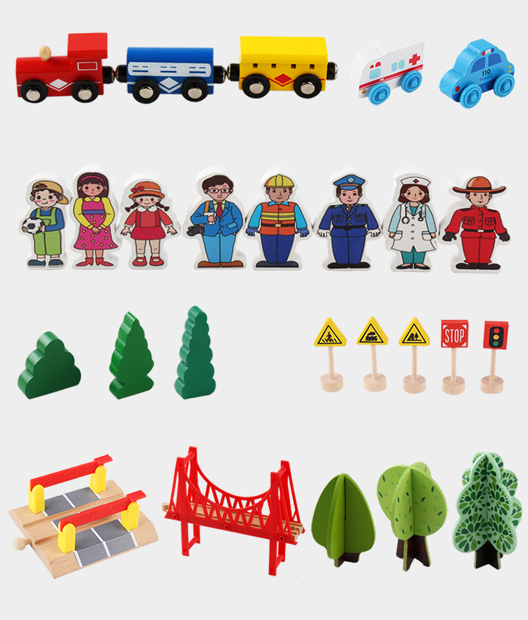 Wholesale Custom High Quality 88 Pieces Wooden Train Tracks Table Toys New Design Boys Girls Self Assemble Educational Toys