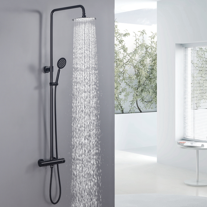 304 stainless steel matte black bathroom hot and cold thermostatic Bathroom wall shower mixer taps