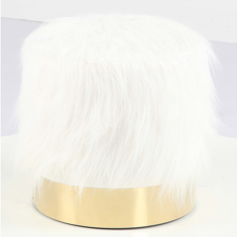 Fur Fabric Ottoman Footstool Round Ottoman Pouf