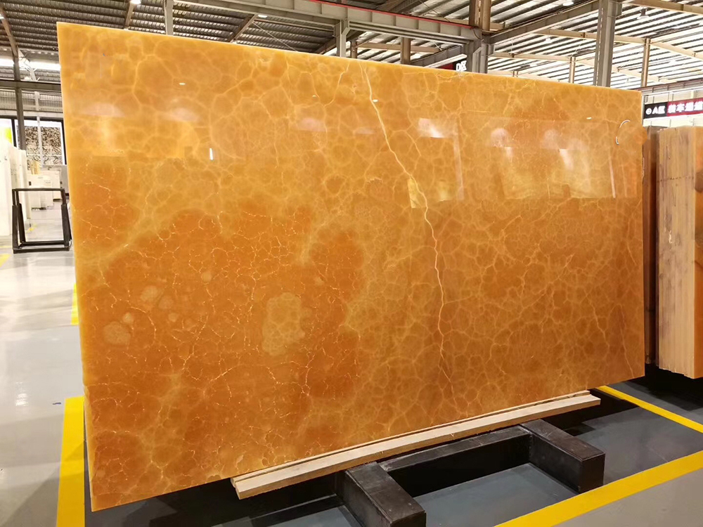 Factory Price Mexican Orange Calcite Onyx Slab Customized Size For Background Wall