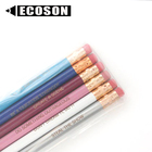 Cheap Wholesale Pencils Set Hexagon Blue HB Lead Plain Gold Transfer Foil Logo Printed Custom Pencils with Eraser