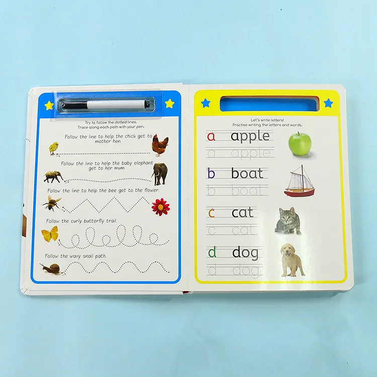 Fashion China Cheap Wholesale English Books/Sets Of Children's First Writing Wipe-Clean Cardboard Book