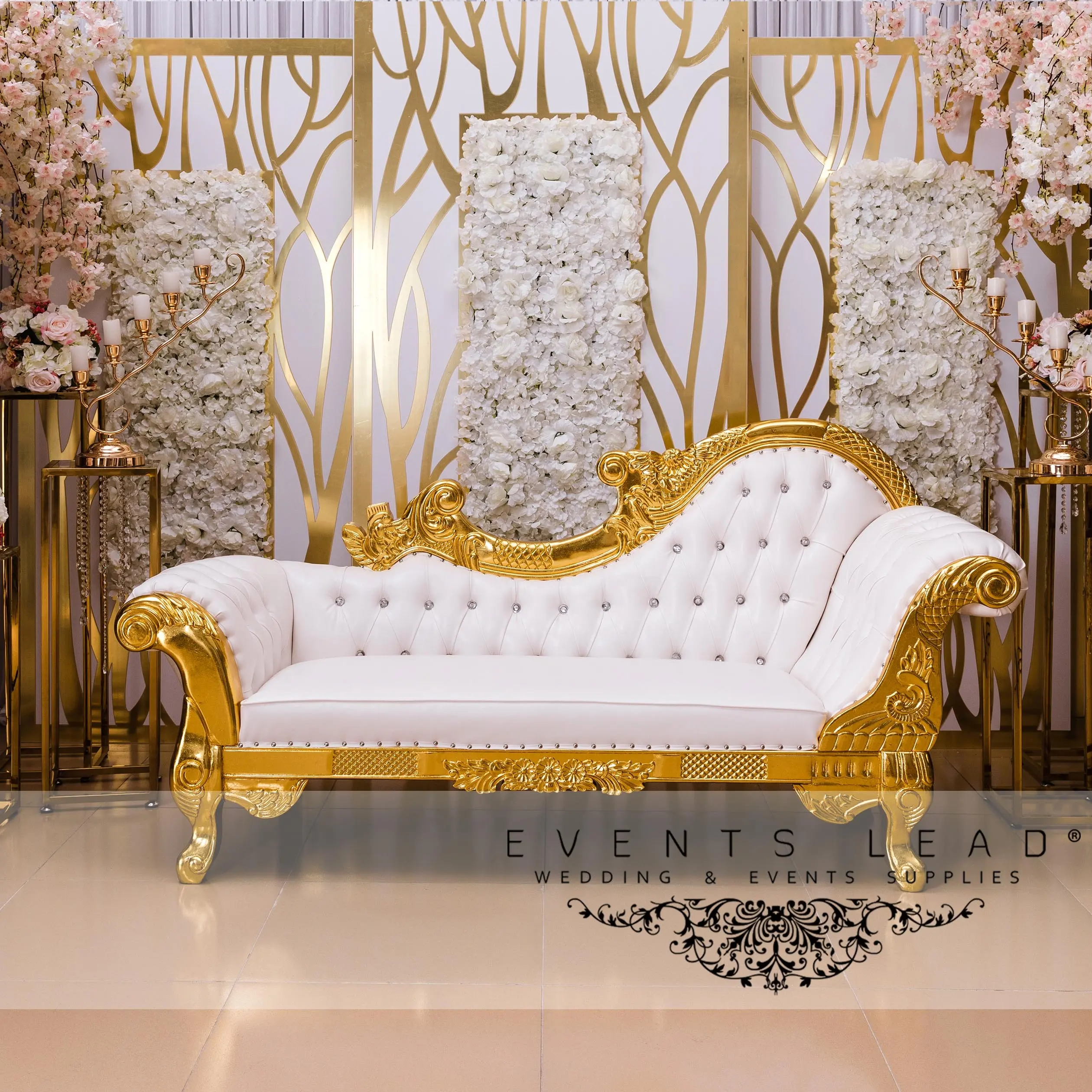 Новейший дизайн, роскошная Свадебная мебель, золотой свадебный акриловый диван ULRIKA