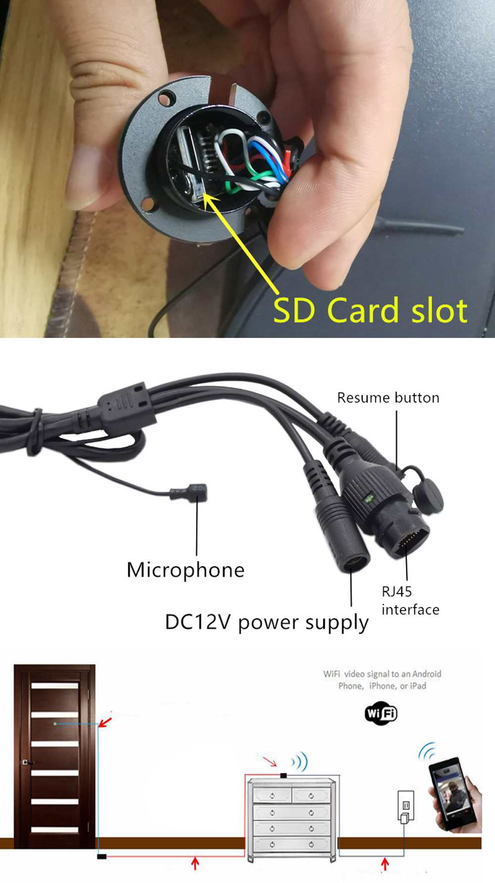 1.66MM LENS Dooreye Use Cat Eye Door Eye Hole 2MP Bullet Fish Eye IP Camera 1080P Network Technology Cam Fisheye Mini Ip Camera