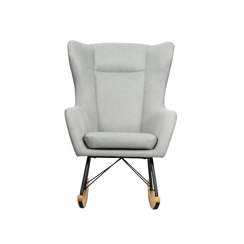 Modern design living room Nordic chair fabric seat comfortable wood rocking chair leisure armchair