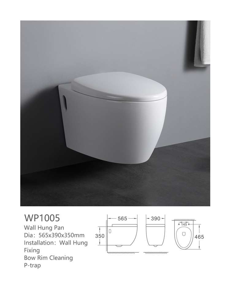 WP1005 Western style sanitary ware gravity flush porcelain toilet wall hung toilet commode