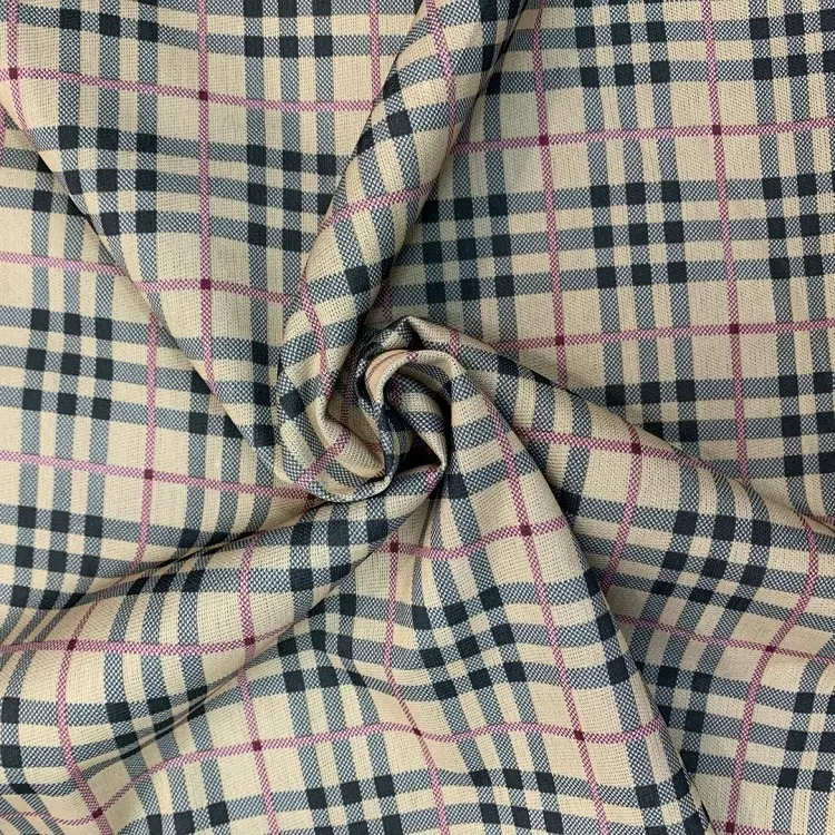 High quality Manufacturers supply printing backside knit bonding polyester plaid fabric for jackets