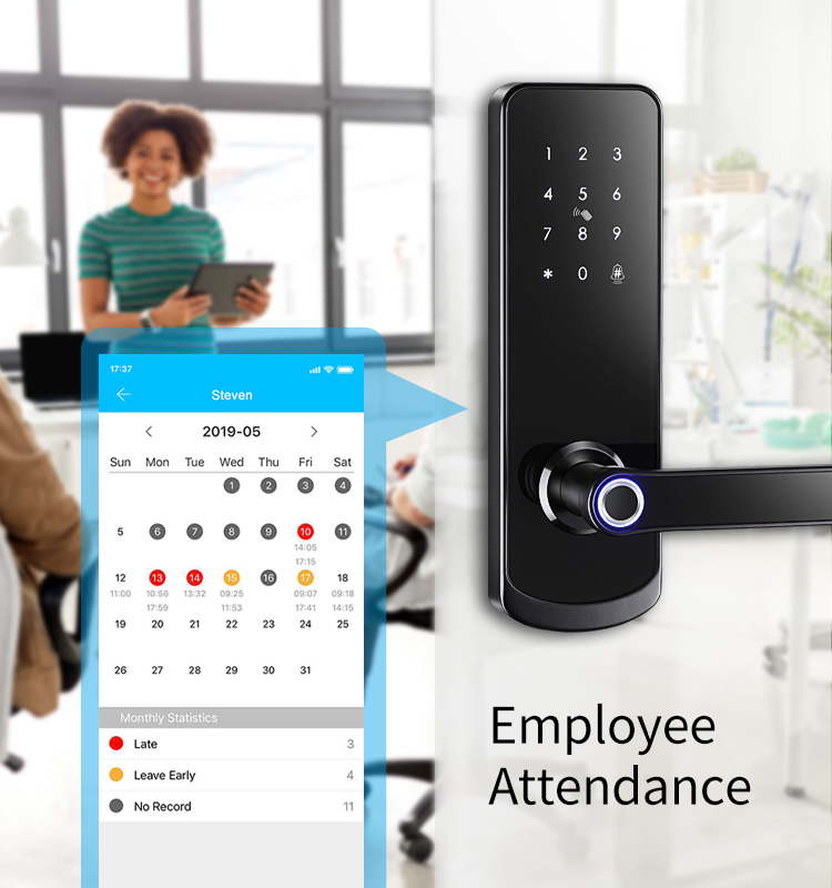 Tediton Keyless Smart Fingerprint Password System Digital Door Lock by Ttlock APP