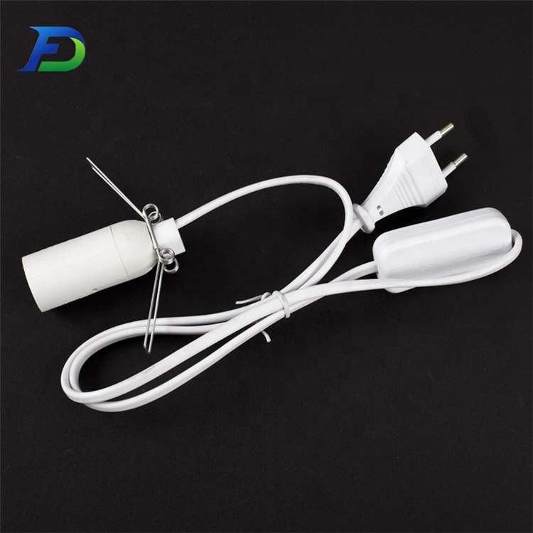 White Plastic Switch ON-OFF 3m Cable 2-Core Wire 2x0.75 Lamp Light Inline Black